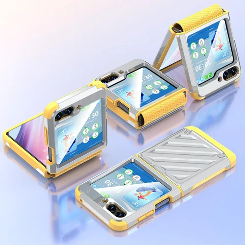 Vista 4 de Funda compatible con Z Flip 5 con protección de bisagra para Samsung Flip 5, resistente, a prueba de golpes, carcasa protectora de cuerpo completo