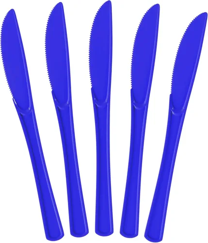 Vista 21 de Exquisite Cuchillos de plástico negro, 50 piezas, cuchillos negros, utensilios desechables, juego de cubiertos de plástico resistente