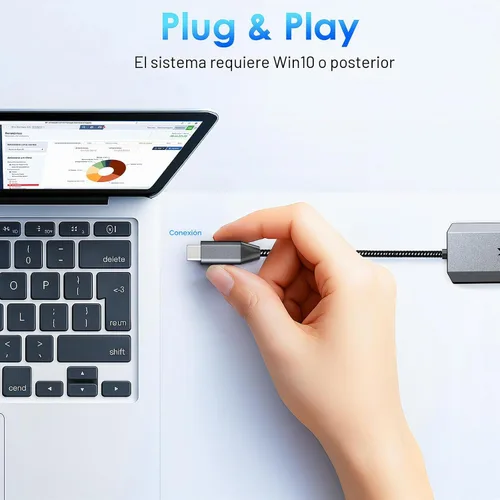 Vista 5 de WAVLINK Adaptador USB C a Ethernet de 2,5 Gbps, adaptador USB a Ethernet de 2,5 G 95W Power for Laptop, USB-C to RJ45 Network Converter
