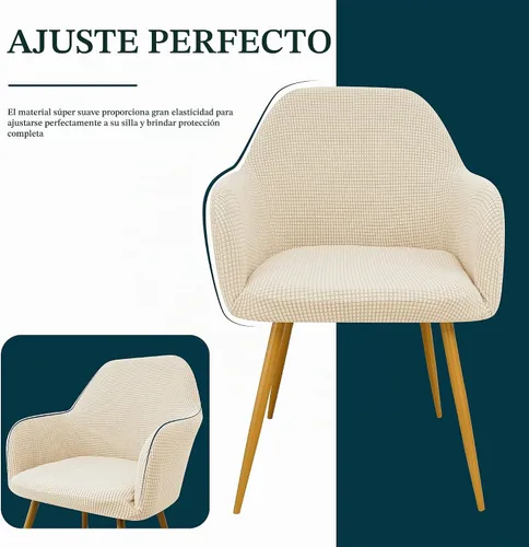Vista 6 de Yonus - Juego de fundas para sillas Parsons de comedor, fundas de sillón extraíbles para silla de estar, solo funda, sin silla (1, beige)