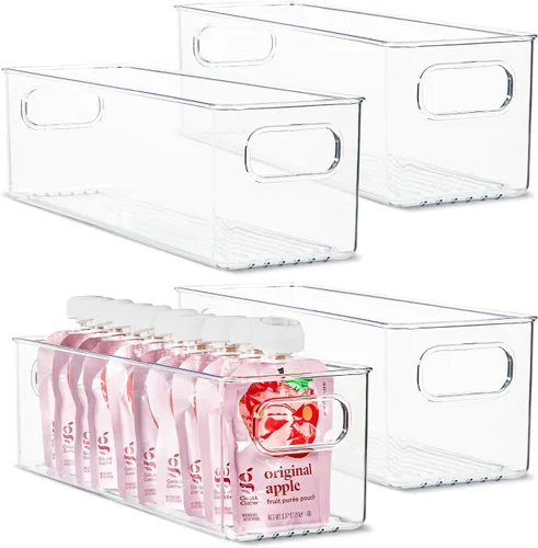 Vista 22 de Contenedor de plástico transparente para almacenamiento de alimentos con asas para organizar cocina, despensa, refrigerador, congelador, despensa