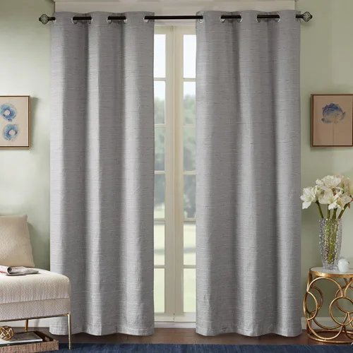 Vista 12 de Comfort Spaces - Juego de 2 paneles de cortina de tela de ramio para ventana Gris