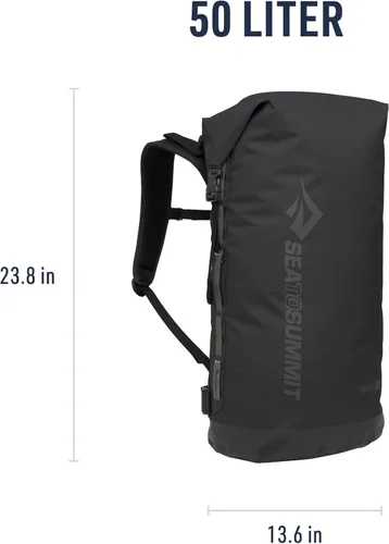 Vista 6 de Sea to Summit Big River Dry Mochila con arnés ajustable, 50 litros, color negro azabache