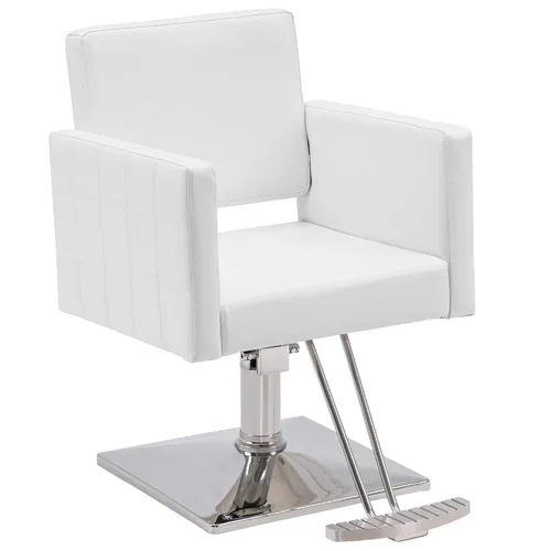 Vista 10 de Silla BarberPub para estilista de salón, silla de peluquería hidráulica, altura ajustable, cuero PVC, giro de 360 grados, barbería, salón en casa