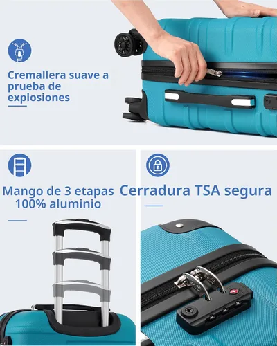 Vista 5 de Coolife Maleta extensible (solo 28") con cerradura TSA Spinner 2-Gris