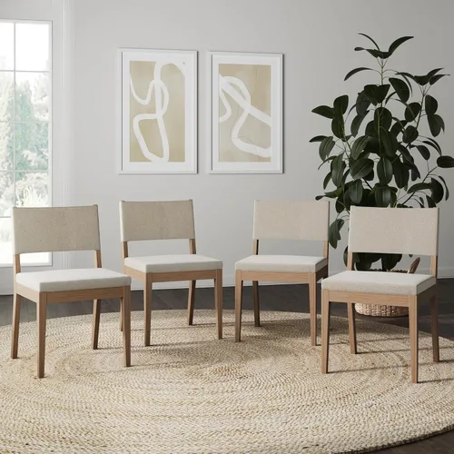 Vista 14 de Nathan James Linus - Silla de comedor tapizada moderna con patas de goma maciza en un acabado marrón cepillado con alambre, marrón claro Marrón