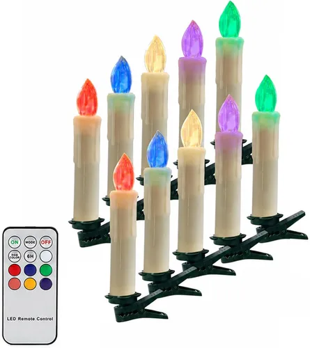 Vista 11 de Velas LED sin llama, 6 velas cónicas blancas con control remoto para decoración de bodas, 4 pulgadas