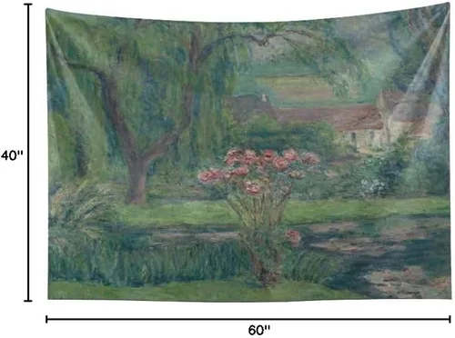 Vista 10 de WIHVE Tapiz de pared con diseño de rosas Monet, para colgar en la pared, 60 x 40 pulgadas