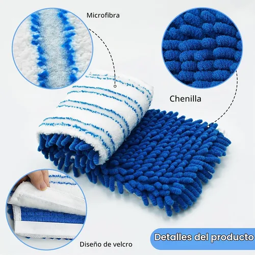 Vista 3 de Paquete de 3 cabezales de repuesto compatibles con la mopa Ocedar de microfibra de doble acción, repuestos de trapeador de doble cara con microfibra