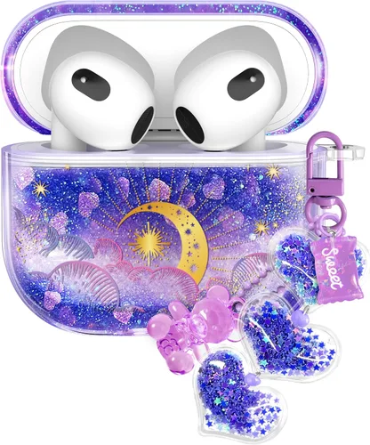 Vista 47 de para Airpods de 2ª/1ª Generación - Estuche Quicksand Liquid Kawaii Lindo Mujer Niña Mujeres Chispeante Brillante Bling Resplandor Adorable Elegante