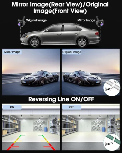 Vista 6 de 【Rotación de 360°】 Cámara de respaldo AHD 1080P para coche Super visión nocturna 170° gran angular cámara inversa IP69 impermeable cámara