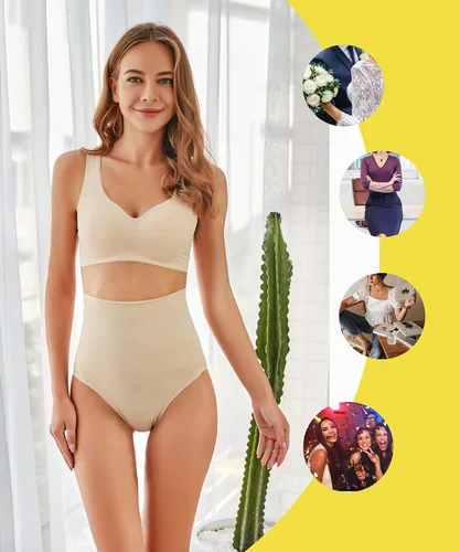 Vista 4 de FINETOO Paquete de 2 bragas moldeadoras para mujer con control de abdomen de cintura alta adelgazante control de estómago bragas plus