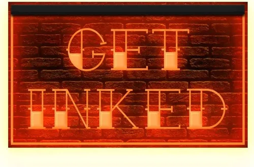 Vista 6 de 100020 Get Inked Tattoo Piercing Shop Display - Letrero de neón con luz LED (12 x 8 pulgadas, azul)