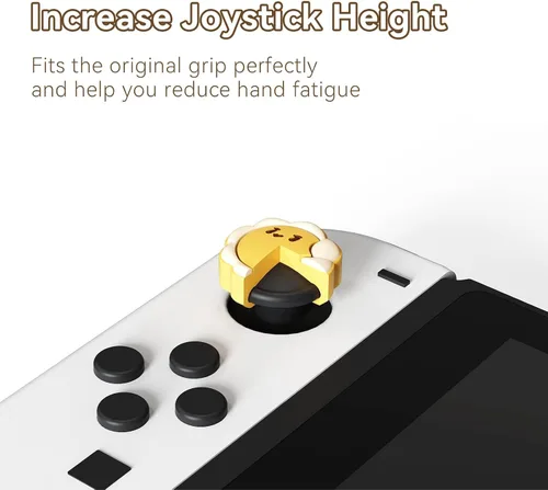 Vista 3 de GeekShare Bonitas tapas de silicona Joycon con agarre para pulgar, funda de joystick compatible con Nintendo Switch OLED Switch Lite, 4