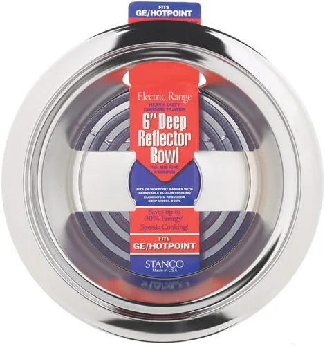 Vista 3 de Stanco Tazón reflector profundo para Ge/Hotpoint Ranges acero cromado, porcelana de 6 pulgadas.