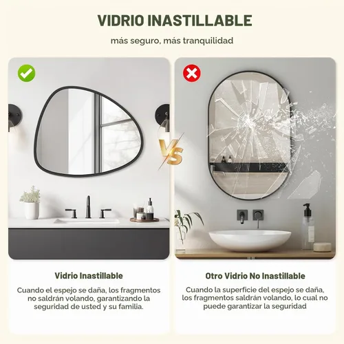 Vista 5 de WallBeyond Espejo asimétrico, espejo de pared irregular, espejos de pared decorativos para dormitorio, sala de estar, entrada, pasillo, espejo