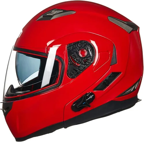 Vista 8 de ILM - Casco de motocicleta modular con visera solar abatible, Bluetooth integrado, intercomunicador, Mp3 Modelo 953/953 PRO Negro mate
