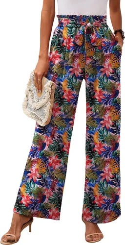 Vista 30 de Heymoments Wide Leg Pant for Women High Waist Trouser A01-negro