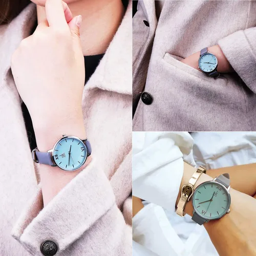 Vista 2 de SK - Reloj de pulsera para mujer, correa de piel, de cuarzo, reloj de lujo japonés de cuarzo.