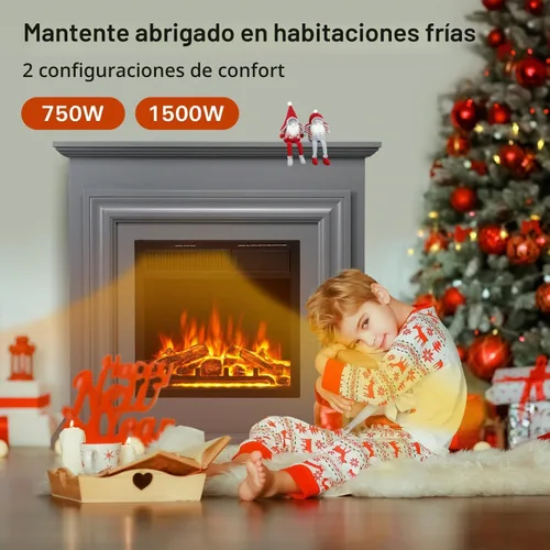 Vista 4 de R.W.FLAME Chimenea eléctrica con repisa de mantel, caja de fuego envolvente de madera, soporte de TV de 36" con chimenea eléctrica independiente