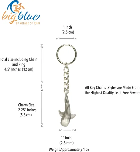 Vista 6 de Llavero de tiburón ballena para hombres y mujeres, llavero de tiburón ballena, regalos para amantes de los tiburones, llavero de peltre realista
