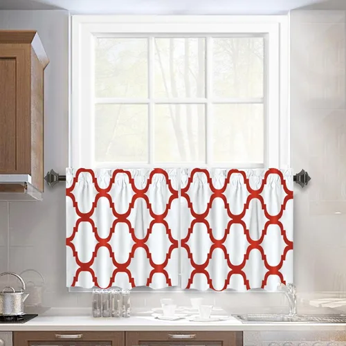 Vista 54 de Melodieux - Cortinas de bolsillo de moda marroquí para cocina, cafetería o baño, pequeñas ventanas
