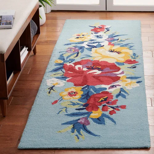 Vista 15 de SAFAVIEH Chelsea Collection - Alfombra de pasillo, 2 pies 3 pulgadas x 8 pies, negro y rosa, hecho a mano, lana floral francesa, ideal para zonas
