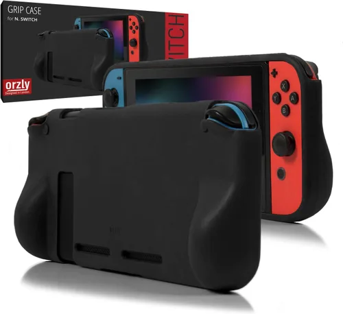 Vista 8 de Orzly Funda de agarre para Nintendo Switch - Cubierta trasera protectora para Nintendo Switch (modelo NO OLED) en modo de gamepad de mano