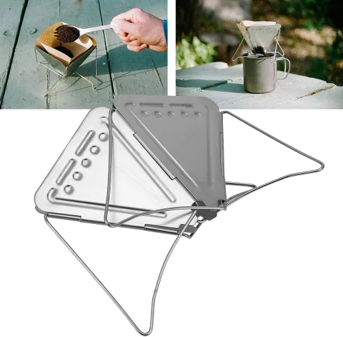 Vista 7 de Gotero de café plegable, estante de goteo de café de acero inoxidable portátil para estufa de café gotero de café, filtro de filtro para viajes