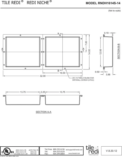 Vista 7 de Tile Redi USA Redi Niche - Nicho para ducha