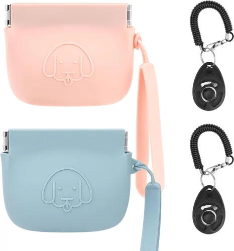 Vista 7 de WALLFID Bolsa de silicona para golosinas para perros, cierre automático, con clic para entrenamiento de mascotas, bolsa de senderismo para perros