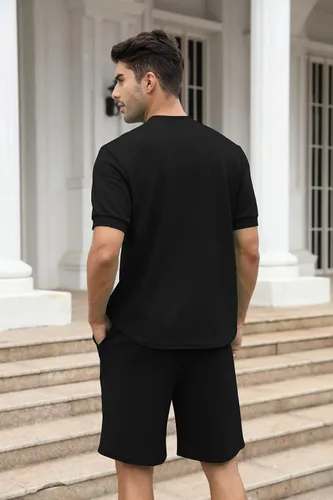 Vista 108 de FZNHQL Conjunto deportivo de moda para hombre, 2 piezas, casual, atlético, para correr, manga corta/larga, conjunto para hombre