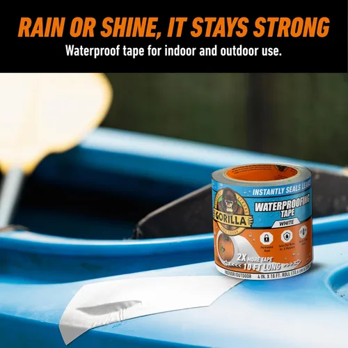 Vista 5 de Gorilla - Cinta adhesiva impermeable (10 x 10 pies), color blanco