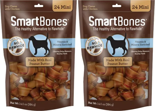 Vista 7 de SmartBones Mini masticables con carne de res real, 24 unidades, masticables sin piel cruda para perros