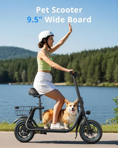 Vista 6 de Gyroor Electric Scooter with Seat for Adults C1 450W Motor 20 Miles Negro clásico