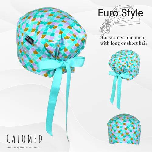 Vista 2 de CALOMED Gorra médica para mujeres y hombres, estilo europeo, sombrero de trabajo, cubierta de cabeza con botones, pelo largo o corto
