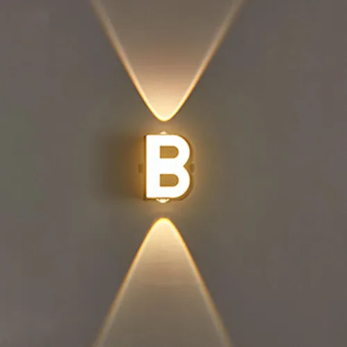 Vista 8 de Apliques de pared modernos LED hacia arriba, lámpara de pared con letras, luz blanca cálida y negra, de aluminio para sala de estar, escalera Letra A