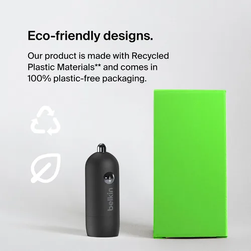 Vista 7 de Belkin Boost↑Charge™ Cargador rápido para automóvil de 30 W, diseño compacto con puerto de entrega de energía USB-C, cable USB-C a Lightning