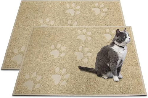 Vista 47 de Andalus Tapete Pequeño para Arena de Gatos, Paquete de 2 - Impermeable, Antideslizante y Fácil de Limpiar, Tapete para Caja de Arena de Gatos