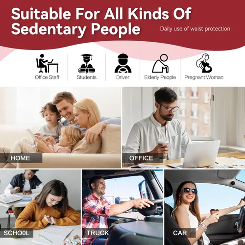 Vista 5 de Cojín de asiento de espuma viscoelástica y almohada de apoyo lumbar, alivio de presión de ciática y coxis, cojín para silla de oficina, automóvil