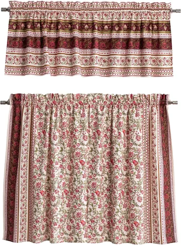 Vista 90 de Maison d' Hermine Juego de cortinas de cocina para ventanas, juego de cortinas de cocina 100% algodón, cenefas para el hogar [2 niveles