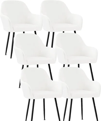 Vista 14 de Fundas protectoras de terciopelo elástico para sillas de comedor con brazos y respaldo curvado pequeño, juego de 6/4/2 para cocina, oficina, hogar