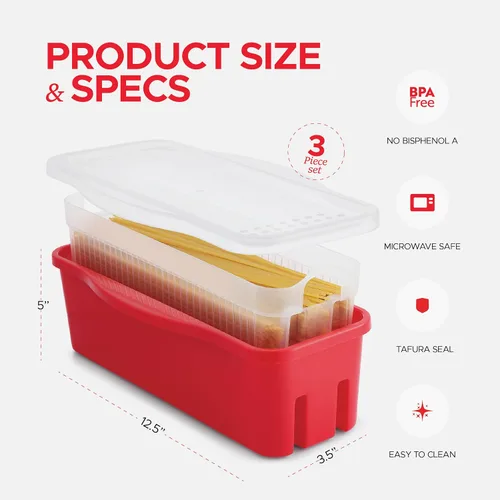 Vista 2 de Tafura Cocedor de Pasta para Microondas con Sistema de Doble Colado, Cocedor de Espaguetis para Microondas con Escurridor, Regalo de Dormitorio