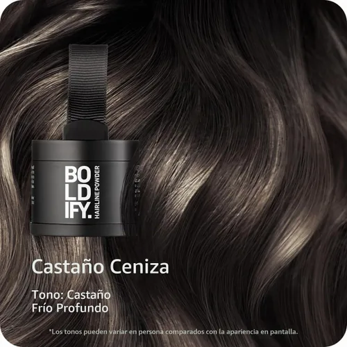 Vista 2 de Boldify - Polvo de línea capilar para retoques de raíz, color marrón ceniza, 0.14 oz Marrón cenizo
