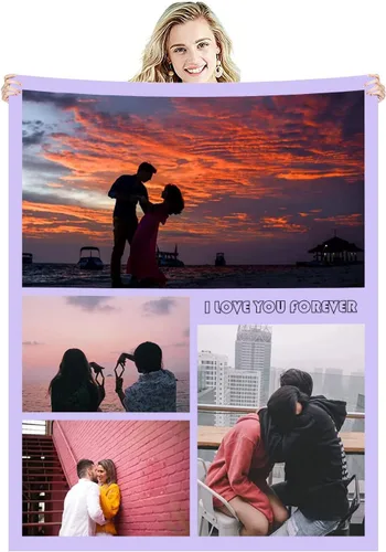 Vista 9 de Manta de fotos personalizada con collage de texto, imagen, regalo de cumpleaños de boda para adultos, bebés, niños, niñas, niños, papá, mamá, 1 Foto
