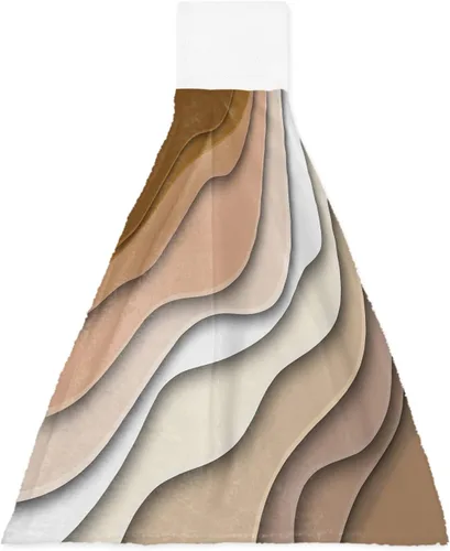 Vista 14 de Toallas de cocina con lazo para colgar, toallas de mano abstractas onduladas de color gris degradado, suaves, absorbentes, para baño, bar, hogar