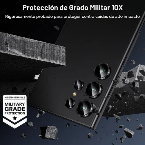 Vista 4 de WSKEN Protector de lente de cámara para Samsung Galaxy S24 Ultra, vidrio templado 9H ultra delgado resistente a rayones con círculo de metal