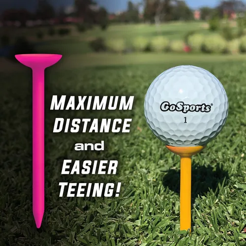 Vista 2 de GoSports 3.25” Widemouth Tees Plastic Golf Tees, 60 Tee Player’s Pack - Max Distance and Easier Teeing