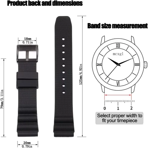 Vista 2 de Correa de silicona suave de 0.787 in compatible con Citizen Hyper Aqualand Duplex Promaster para hombre, correa de reloj de buceo impermeable