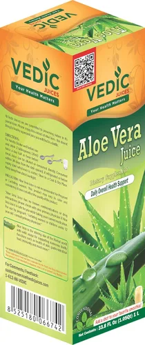 Vista 3 de Vedic Juices Jugo de aloe vera, suplemento de aloe para nutrición de la piel, pulpa de aloe, fibra de aloe, salud intestinal y apoyo inmunológico